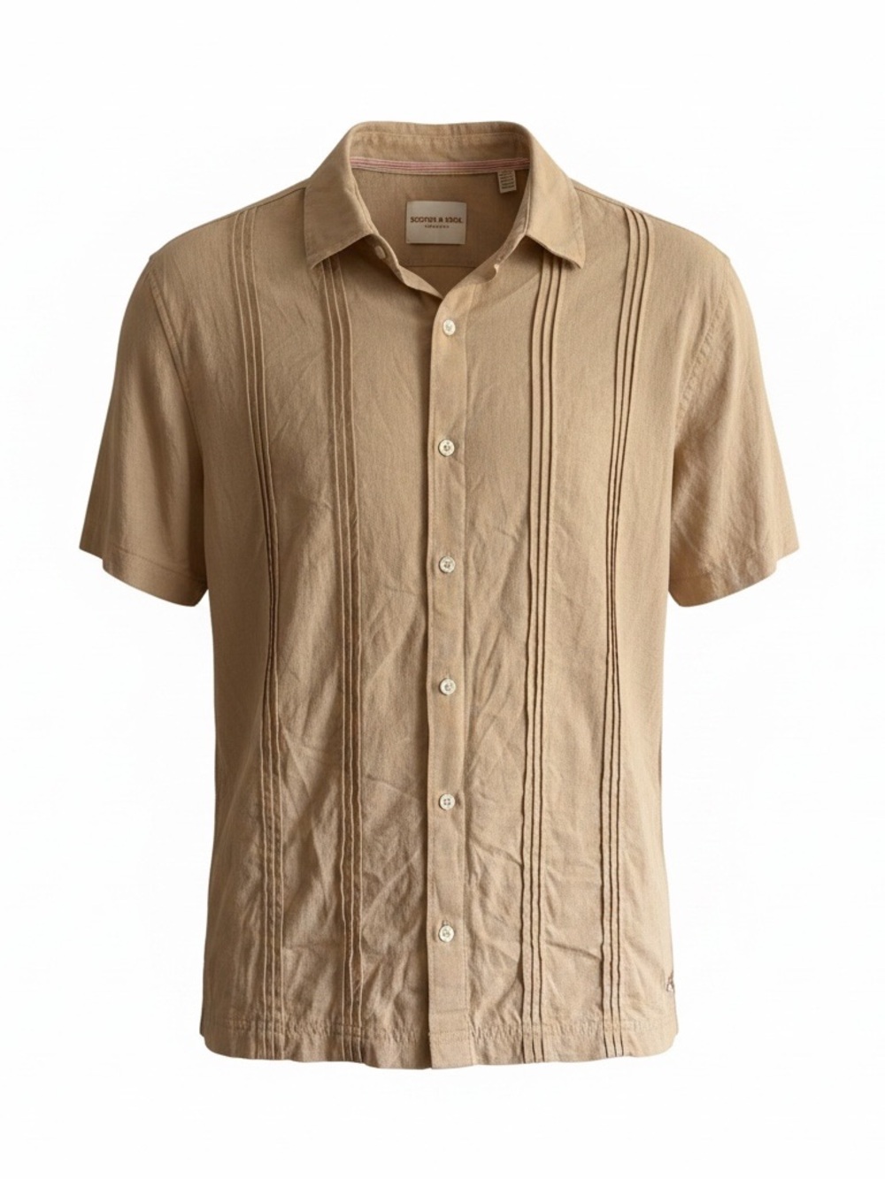 Scotch & Soda Short-Sleeve Button-Down Shirt in Sand
